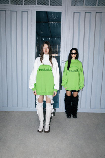 Green x white hoodie