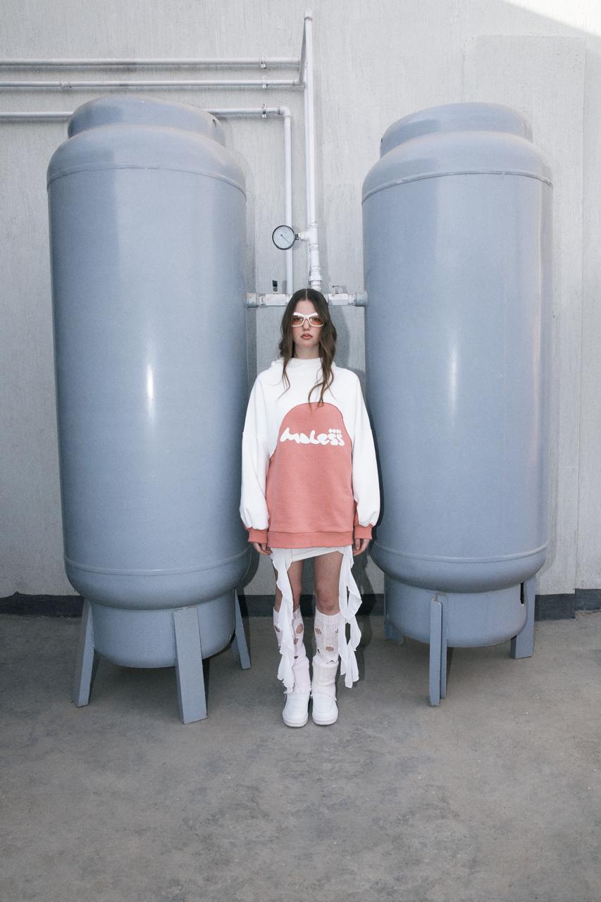 Peach x white hoodie